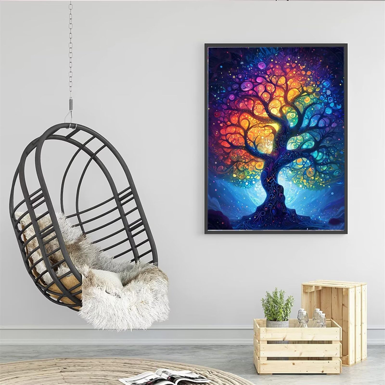 Dipinto Astratto Dell'albero Della Vita, Dipinto A Olio Albero Colorato In  Fiore Su Tela, Arte, image size:1600x1600