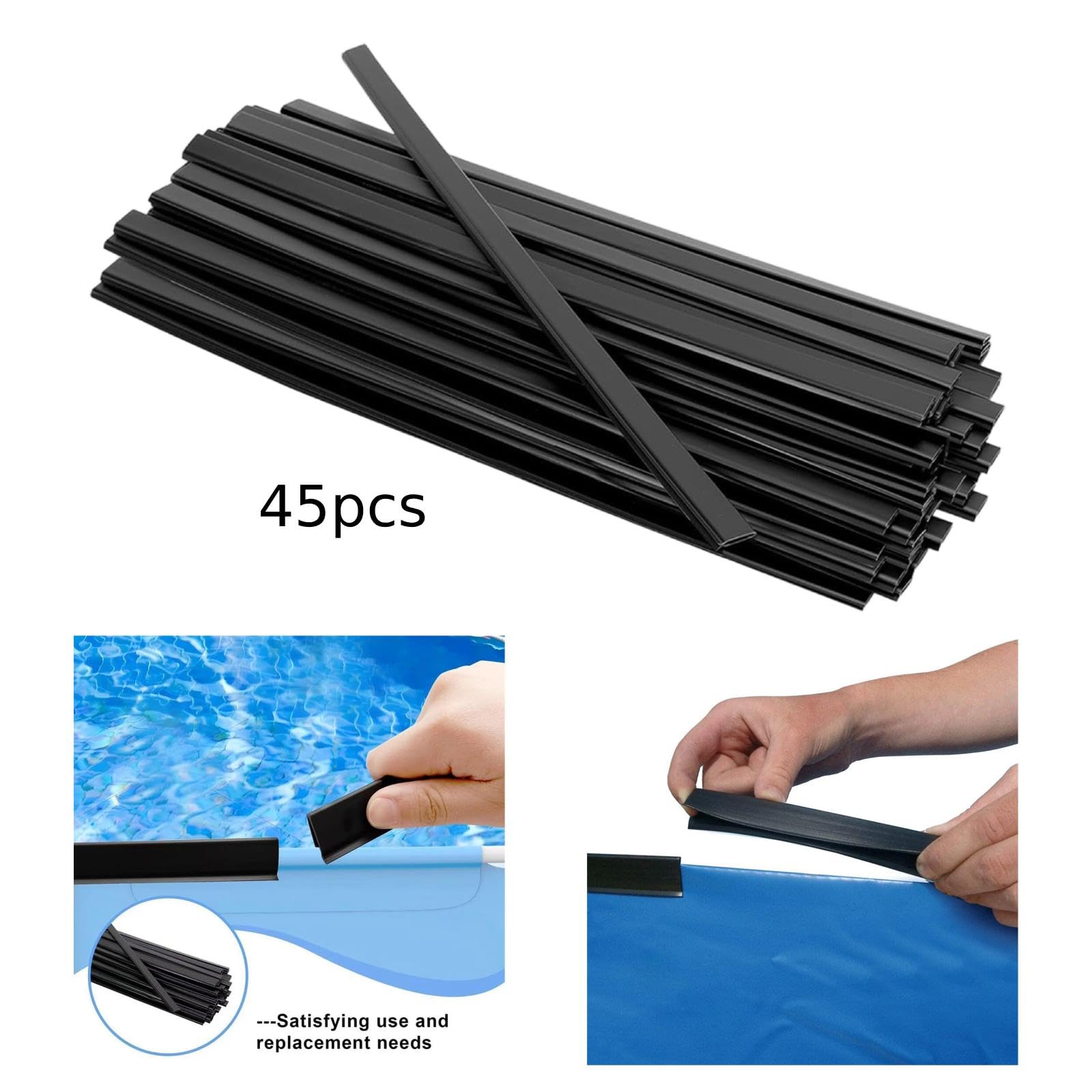 #N/A/a 33 Piezas Clips para Lona de Piscina Abrazaderas de Borde Tiras de Sujeción Tiras de Bloqueo PE Resistente Y Fijación Estable del Liner, 45 Piezas