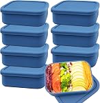 Paquet de 8 2 Plats de congelateur en silicone avec couvercle, contenants de soupe réutilisables Congelateur Moules de conserve alimentaire pour les sauces à soupe glacées 700ML)