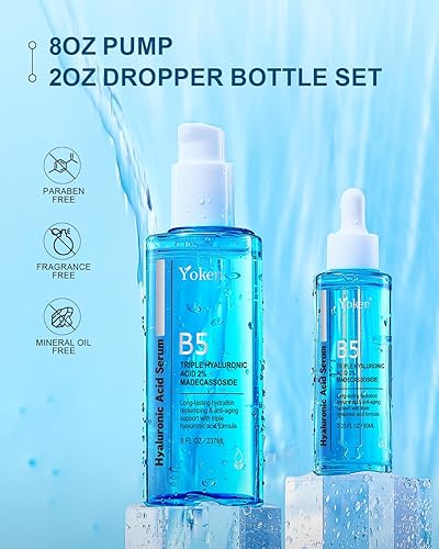 Miniatura 4 de EWG - Suero de ácido hialurónico verificado para rostro de 8 + 2 onzas líquidas, vitamina B5 y ácido hialurónico triple puro 2%, suero facial