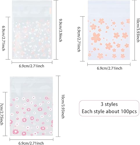 Miniatura 2 de CHGCRAFT Alrededor de 290 bolsas de celofán OPP de plástico transparente autosellante, bolsa de cristal de aproximadamente 3.9 x 2.7 pulgadas para