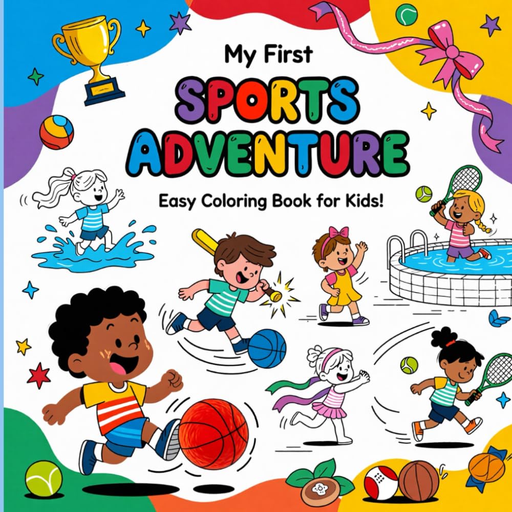 My First Sports Adventure: Easy Coloring Book for Kids!