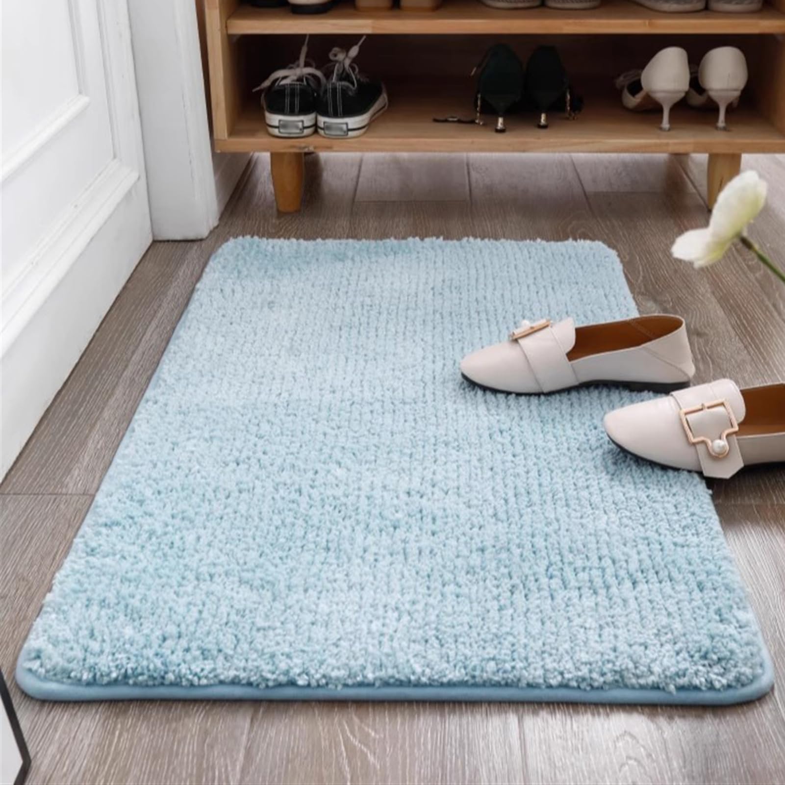 Tapis de bain absorbant bleu clair 160x230 cm rectangulaire en microfibre
