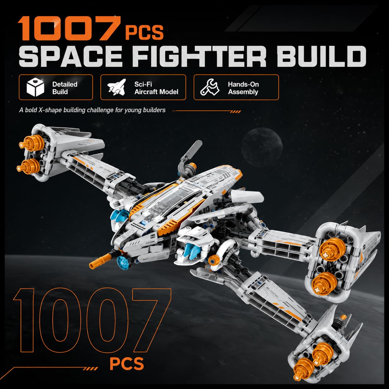 iM.Master - Nave Espacial Juguete X Warship - Bloques de Construcción Adultos Niños - Plataforma Exhibición y Transmisión Mecánica - 1018 Piezas 1:35 - Juegos Educativos Stem - Maqueta para Construir