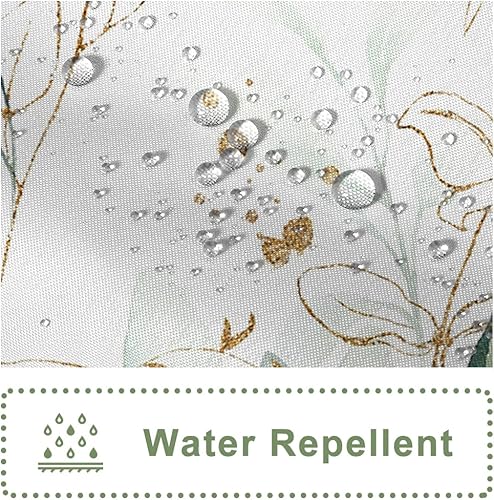 Miniatura 5 de Cortina de ducha de eucalipto verde salvia, cortina de ducha de hojas de plantas de primavera, tela impermeable, acuarela verde y dorado, juego de