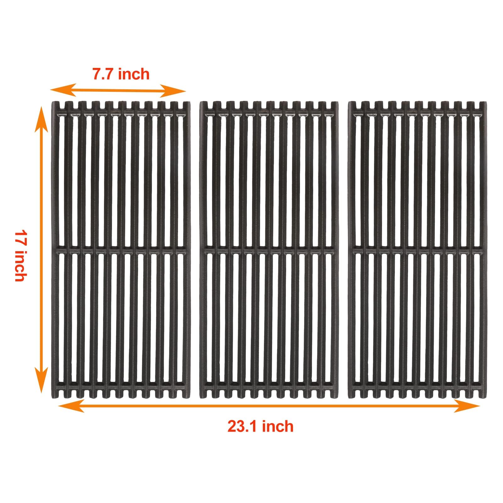 GFTIME 43,2 × 19,6 cm, żeliwny ruszt do grilla Enders Monroe Pro 3, Boston 3, Napoleon Triumph T410, zamiennik rusztu żeliwnego, 3 sztuki akcesoriów do grilla