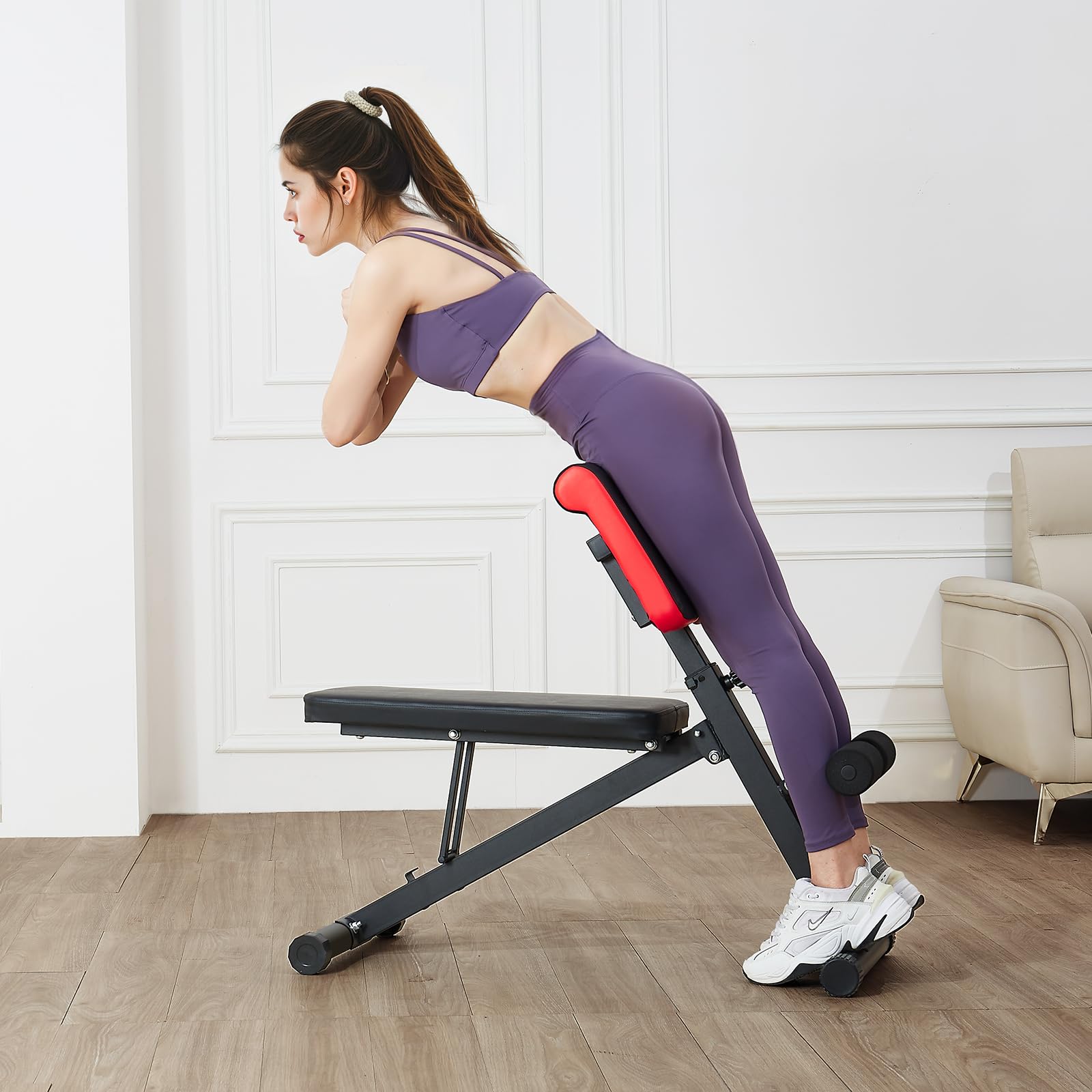 VEVOR Panca Multifunzionale per Allenamento Completo del Corpo, Panca per Iperestensione con Sedia Romana, 150 kg per Allenamento di Addominali e Core di Schiena e Braccia, per Palestra Domestica