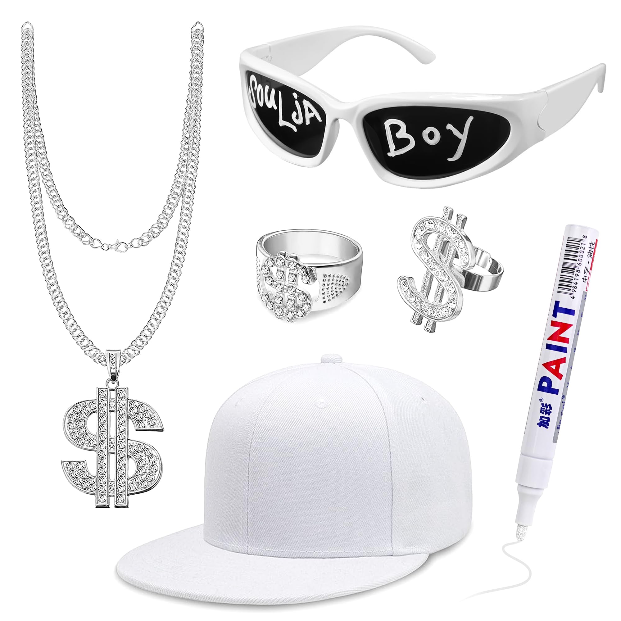 Yums Soulja boy ネックレス トップ hiphop Goenb Solja Boy Hip Hop Costume Kit, Rapper Costume Accessories