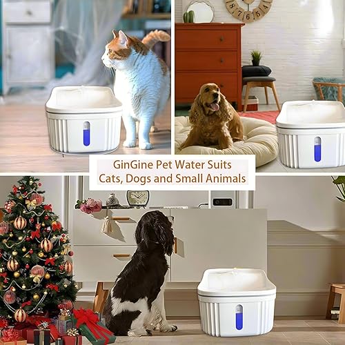 Miniatura 5 de Fuente de agua para gatos, fuente automática de agua para mascotas, dispensador de agua para perros con luz LED y ventana de nivel de agua (enchufe