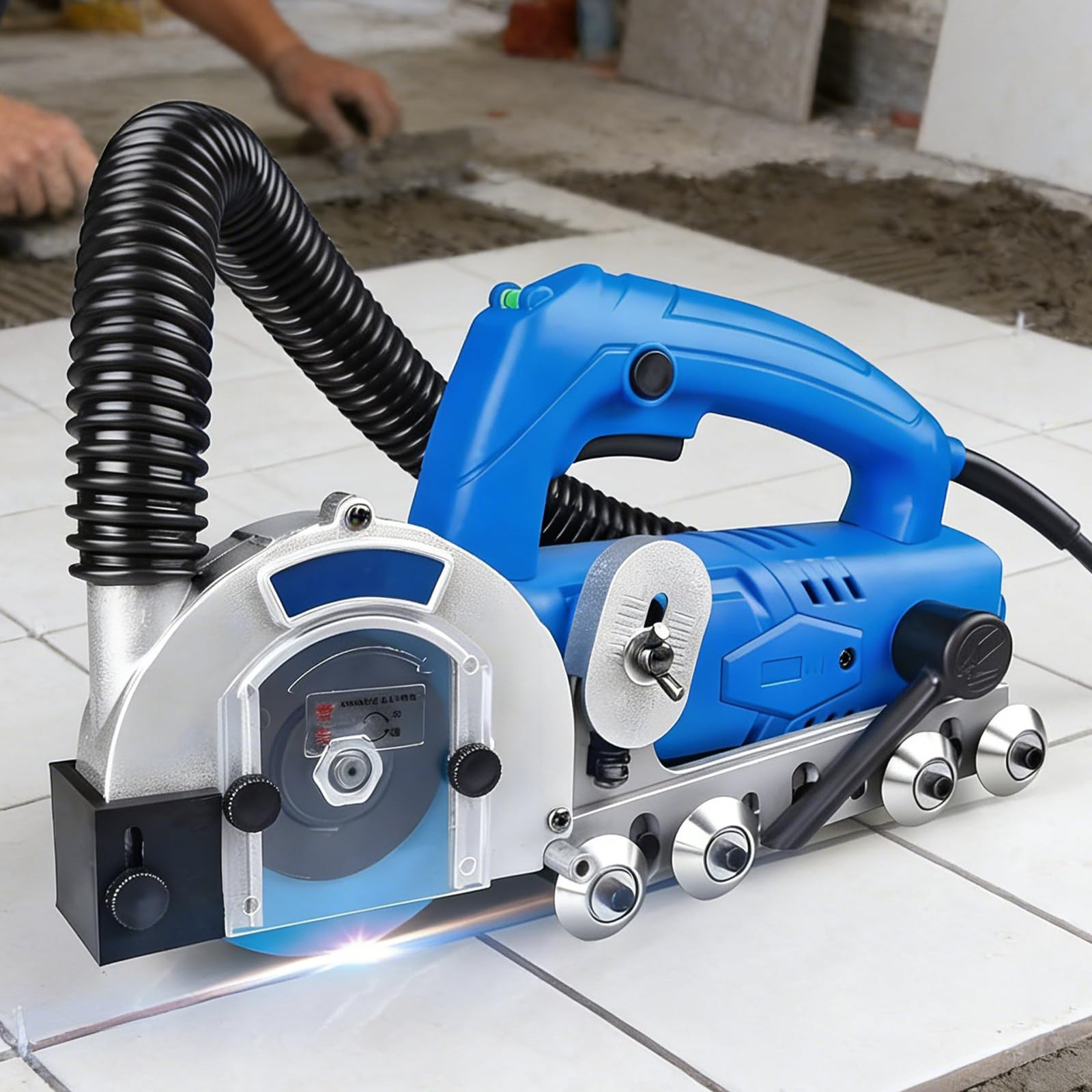 Limpiador Juntas Azulejos 9000 RPM, Herramienta Eléctrica para Quitar Juntas Azulejos con Soplador Agua Automático, Herramienta para Rejuntar Suelos 1200 W con 100mm Hoja Diamante