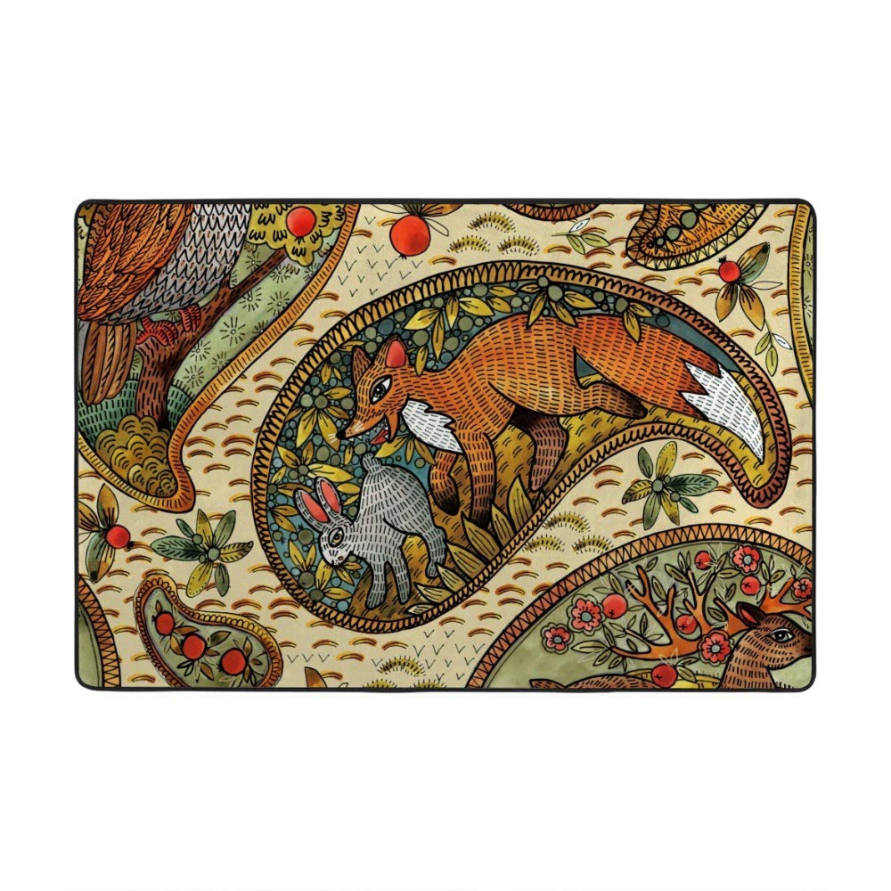 Tapis motif ethnique dorest grand format pour habiller un sol froid