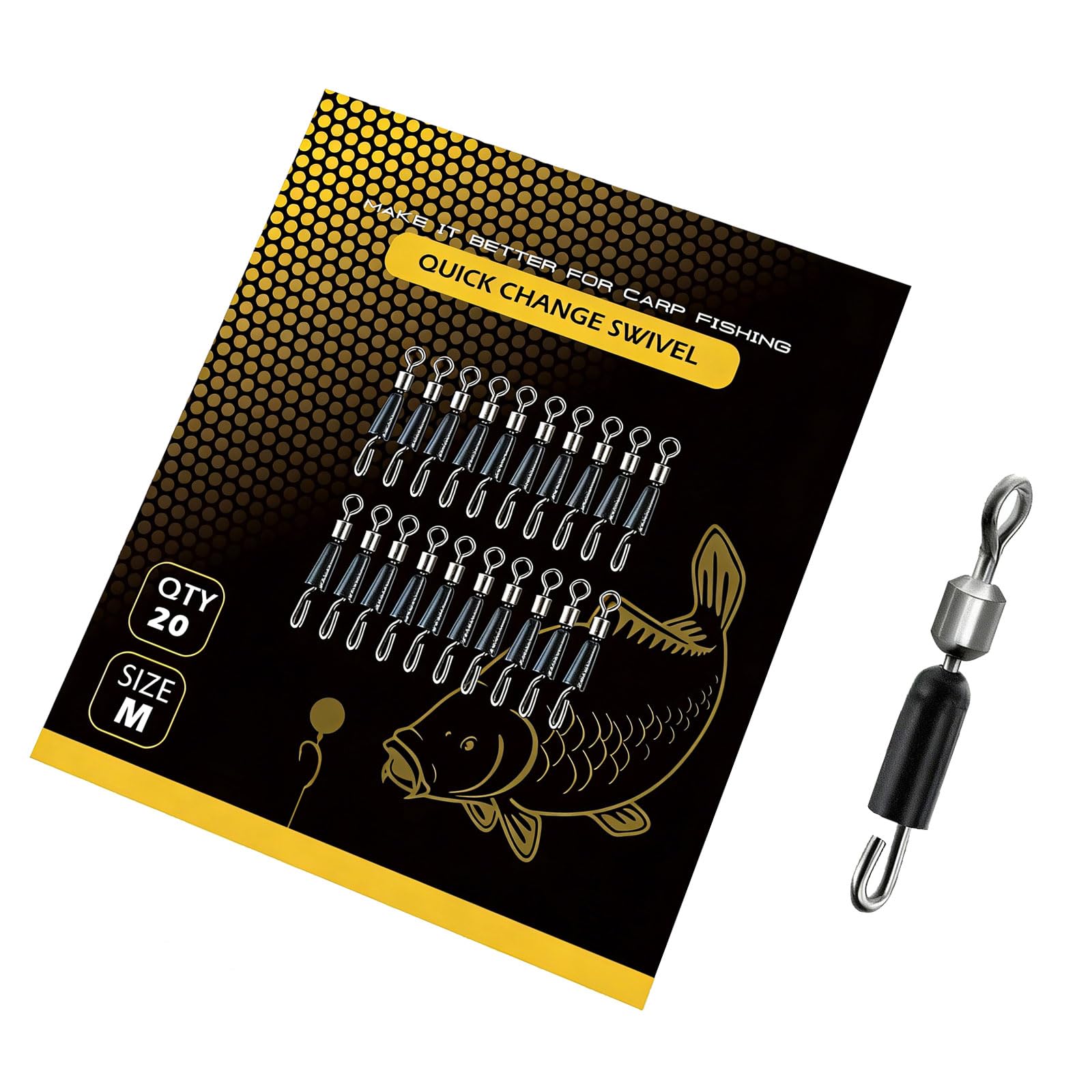 QIAOLIDA 20Pcs Feeder Swivels Professional Fast Change Swivels Fishing Tackle Fast Link Connector Fishing Essential