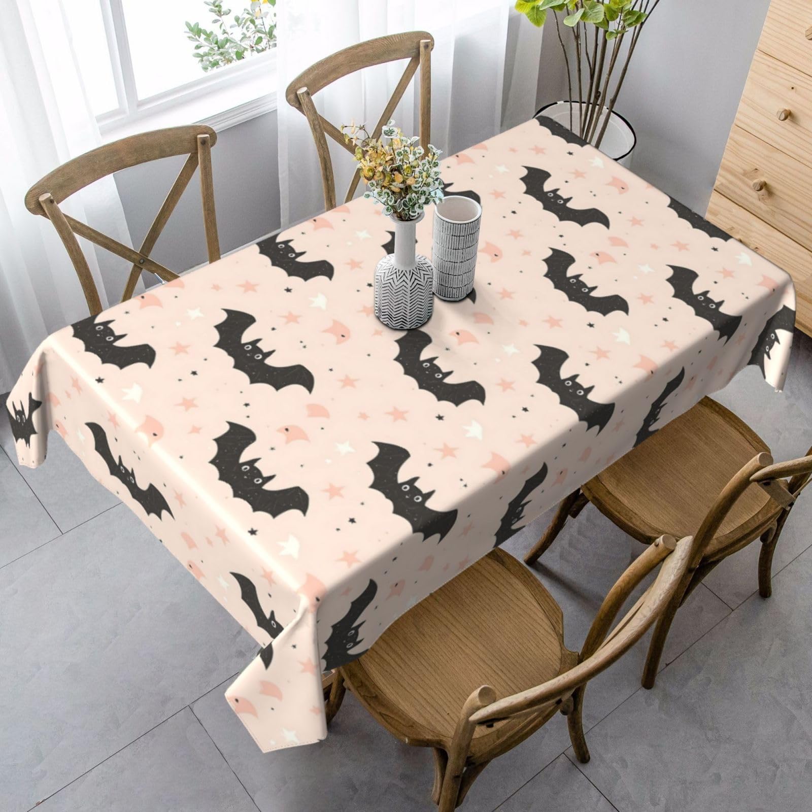 Nappe rectangulaire étoiles et chauve-souris 152x228 cm en tissu