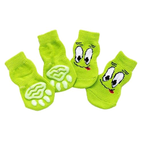 4 bonitos calcetines antideslizantes para mascotas, gatos, cachorros, perros, protectores de patas, M