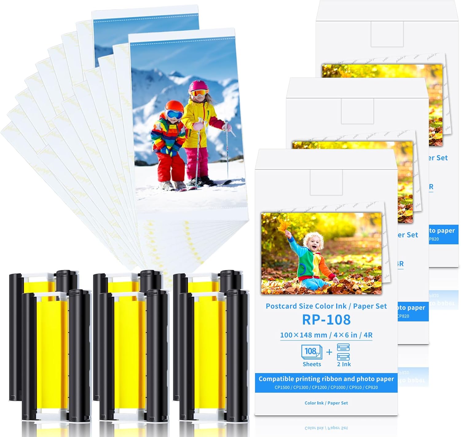 USUPERINK 2 Pack Compatible CP1500 Ink Cassette Replacement for Canon Selphy KP-108IN KP-36IN Color Ink Cassette 4X6 Inch for Selphy CP1300 CP1200 Wireless Compact Photo Printer