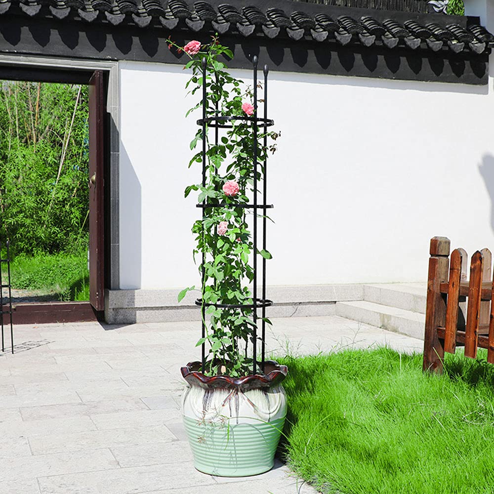 Tuteur en métal pour Plantes Support de Plantes de Jardin Treillis en Pot jardinières, extérieur intérieur Balcon, Noir, Height 90cm,120cm