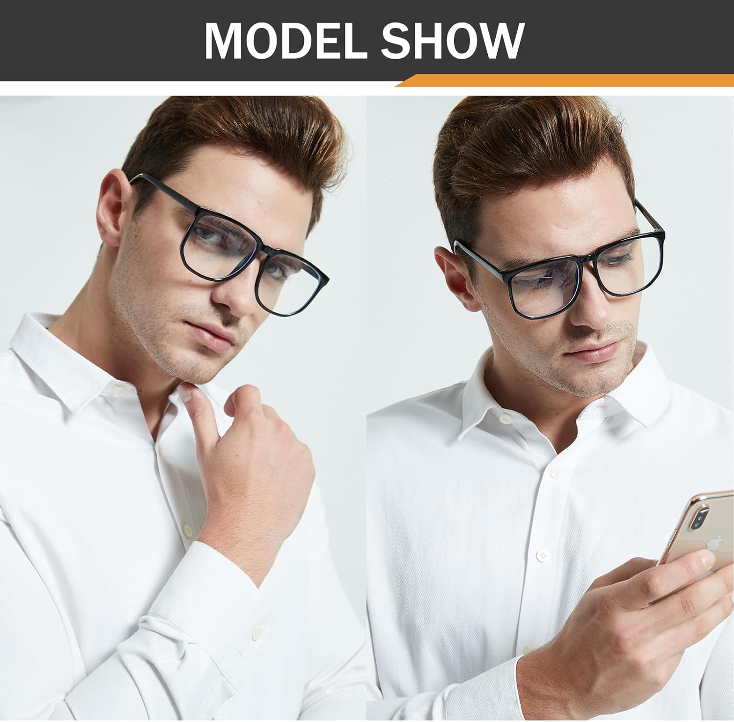 TR90 Oversized Blue Light Blocking Glasses Men Women Ultralight Nerd Square Computer Games Black Large Eyewear - Image 3