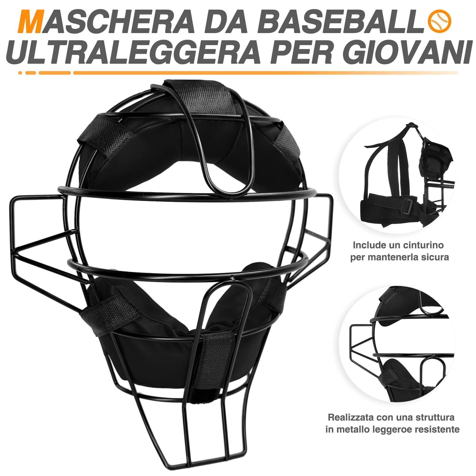 LeapBeast Maschera da Baseball Integrale, Protezione per il Viso Softball, Fornisce Protezione e Comfort, non Ostruisce la Vista, Resistente e Sicuro Per Match E Allenamento Di Baseball