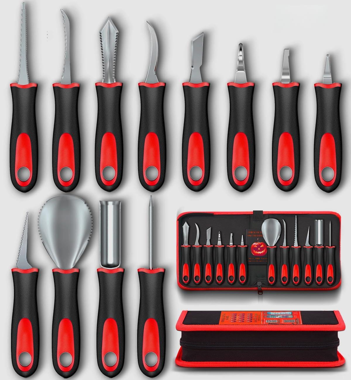 Pumpkin Carving Kit for Halloween - 13Pcs Professional Pumpkin Carving Tools with Heavy Duty Stainless Steel Knife Set with Carrying Case for Halloween Decor, Jack-O-Lanterns for Kids, Adults, Family — Amazon image 8