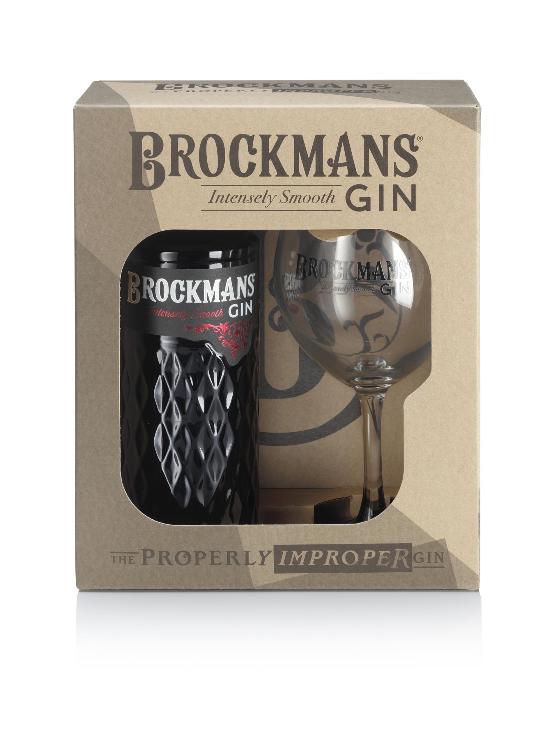 Brockmans Intensely Smooth Premium Gin Gift Set 70cl with Gin Balloon Glass | Crafted with Dark Berries and Noble Traditions,Packaging may vary
