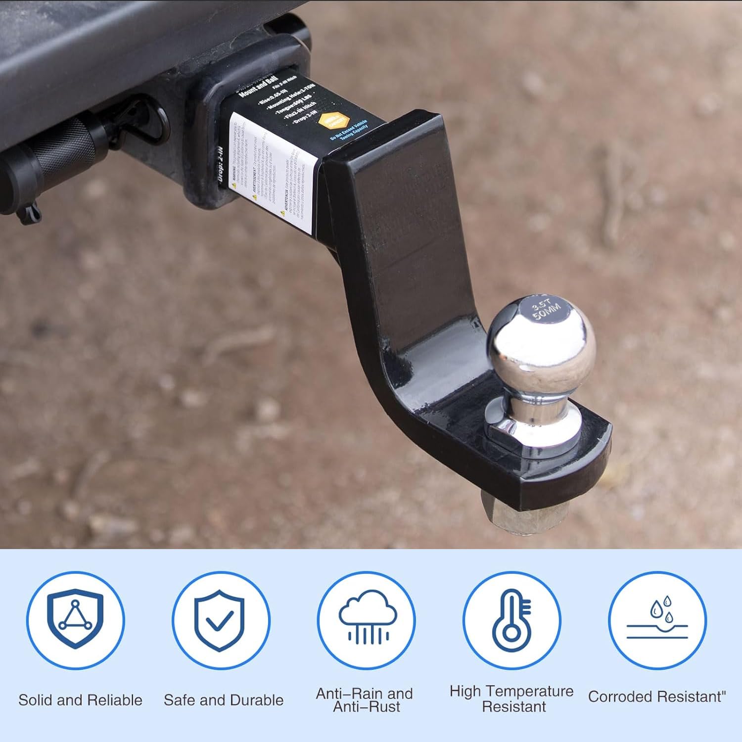 Qqmora Sfera Di Traino Forgiata, Sfera Per Gancio Di Traino In Acciaio Resistente Nero Anti Deformazione Sicura Per Camper Per Camper Per Roulotte