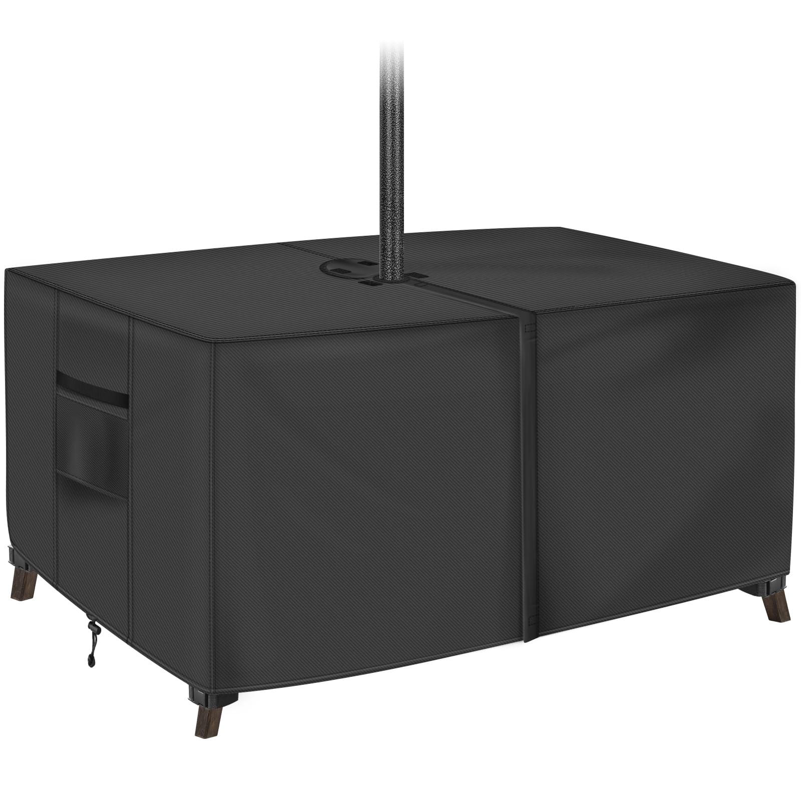 Rectangle Patio Table Cover with Umbrella Hole - 80" L x 40" W x 28" H (Cover Size，NOT Table Size) Heavy Duty Waterproof 600D Oxford Fabric Outdoor Lawn Patio Furniture Covers — image 1