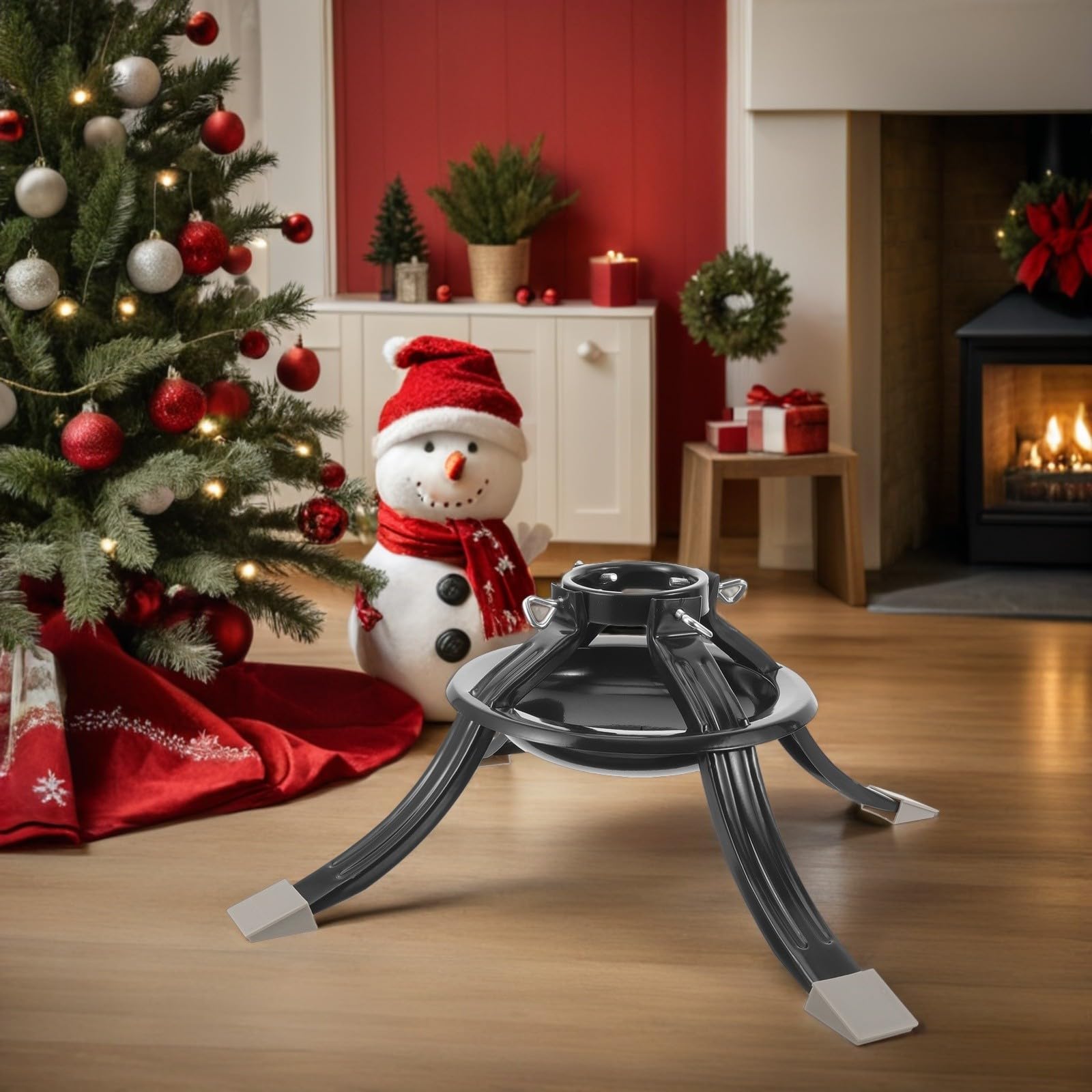NUOBESTY Soporte de Árbol de Navidad Real de Metal Verde, Base Circular