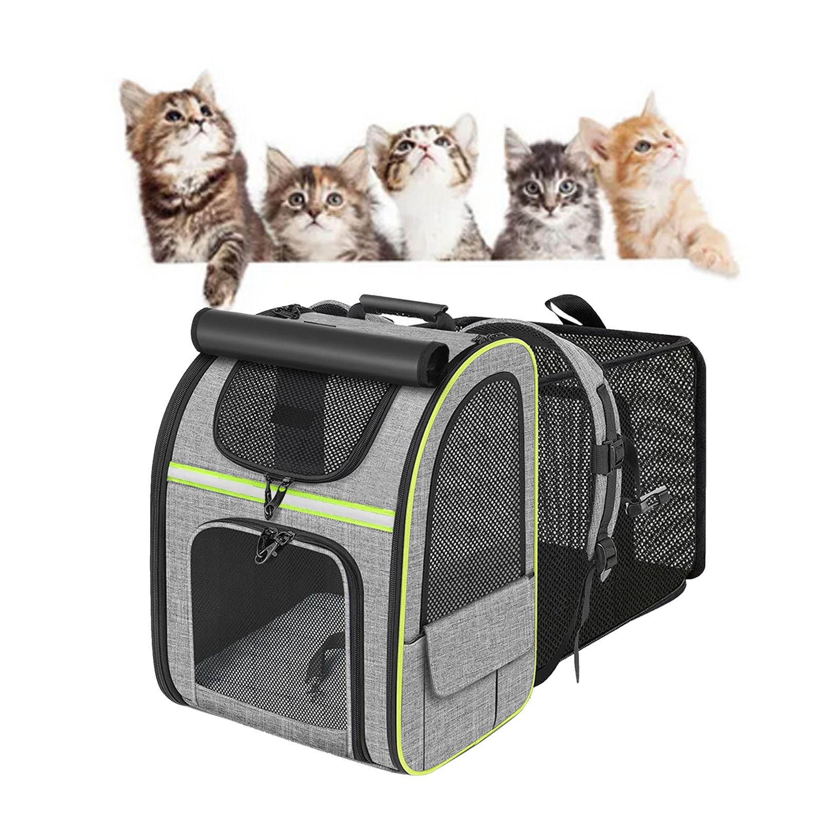Hamwesh Zaino per Animali Domestici, Trasportino per Animali Domestici in Rete Traspirante Pieghevole Espandibile, Zaino da Viaggio con Fondo Imbottito e Tasche Laterali per Escursioni