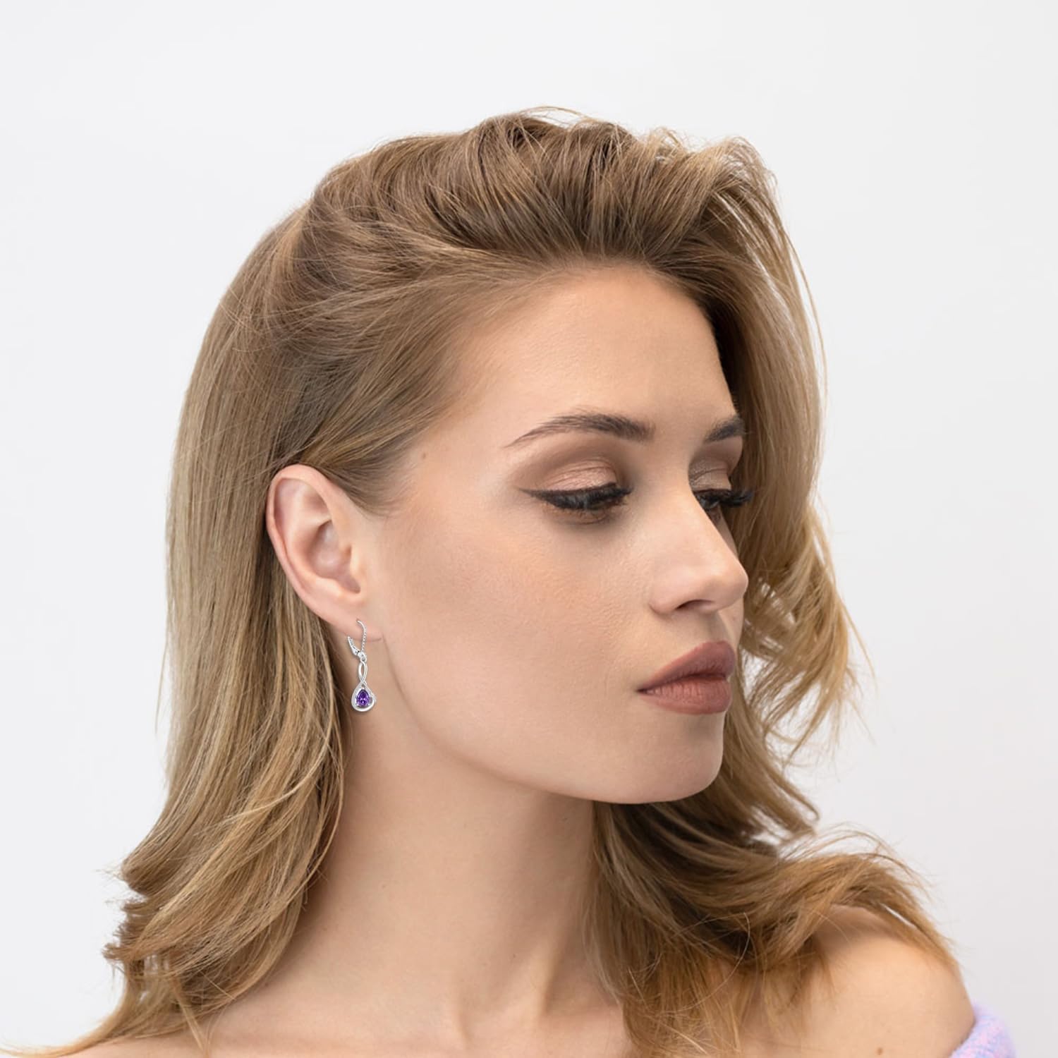 Dangle Drop Earrings 925 Sterling Silver Infinity Leverback Gemstones Earrings for Women Anniversary Christmas Jewelry - Image 5