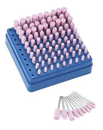 QWORK  100 Pcs Abrasive Stone Points, Grinding Polishing Head, 3MM Shank Diameter, Used for Grinding and Polishing