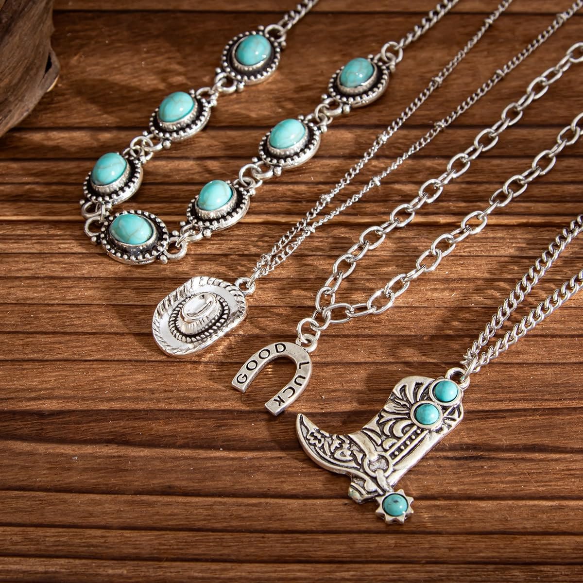 Western Necklaces for Women Country Concert Outfits Boho Turquoise Necklace Cowgirl Cowboy Layered Necklace Bohemian Vintage Country Accessorie - Image 5