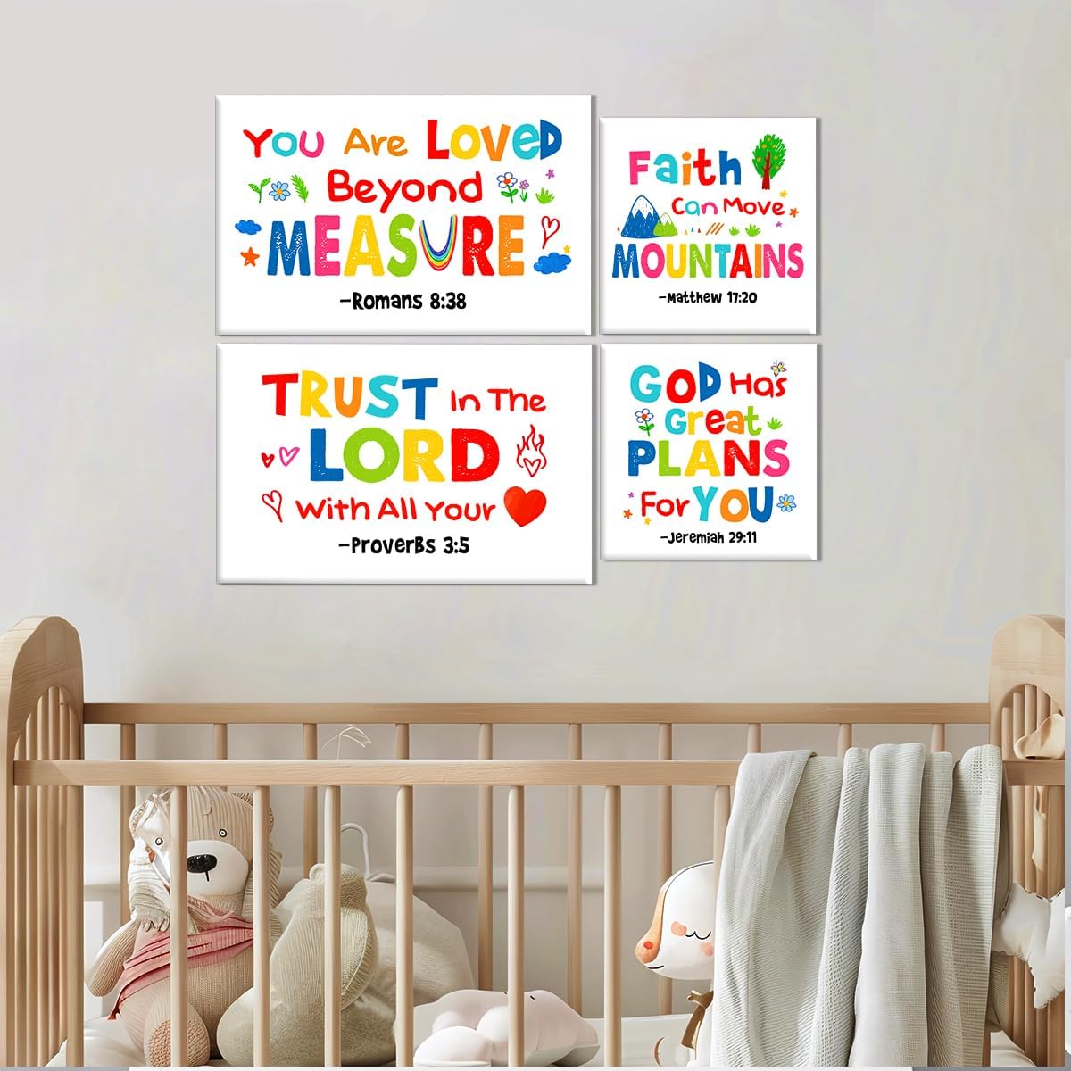 Kids Christian Wall Decor,Christian Religious I AM Child Of God Wall Art Canvas Frame Poster Print for Kids Bedroom Nursery Classroom Wall Decor,Set of 6