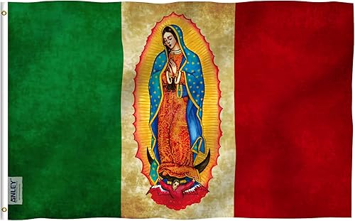 Anley Fly Breeze - Bandera mexicana de 3 x 5 pies, cabecera de lona y doble costura, banderas de poliéster con ojales de latón de 3 x 5 pies