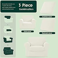 Vista 161 de CHUN YI - Funda elástica para sofá (7 piezas), funda para sofá de 3 plazas con tres respaldos y cojines separados con banda elástica, tela jacquard