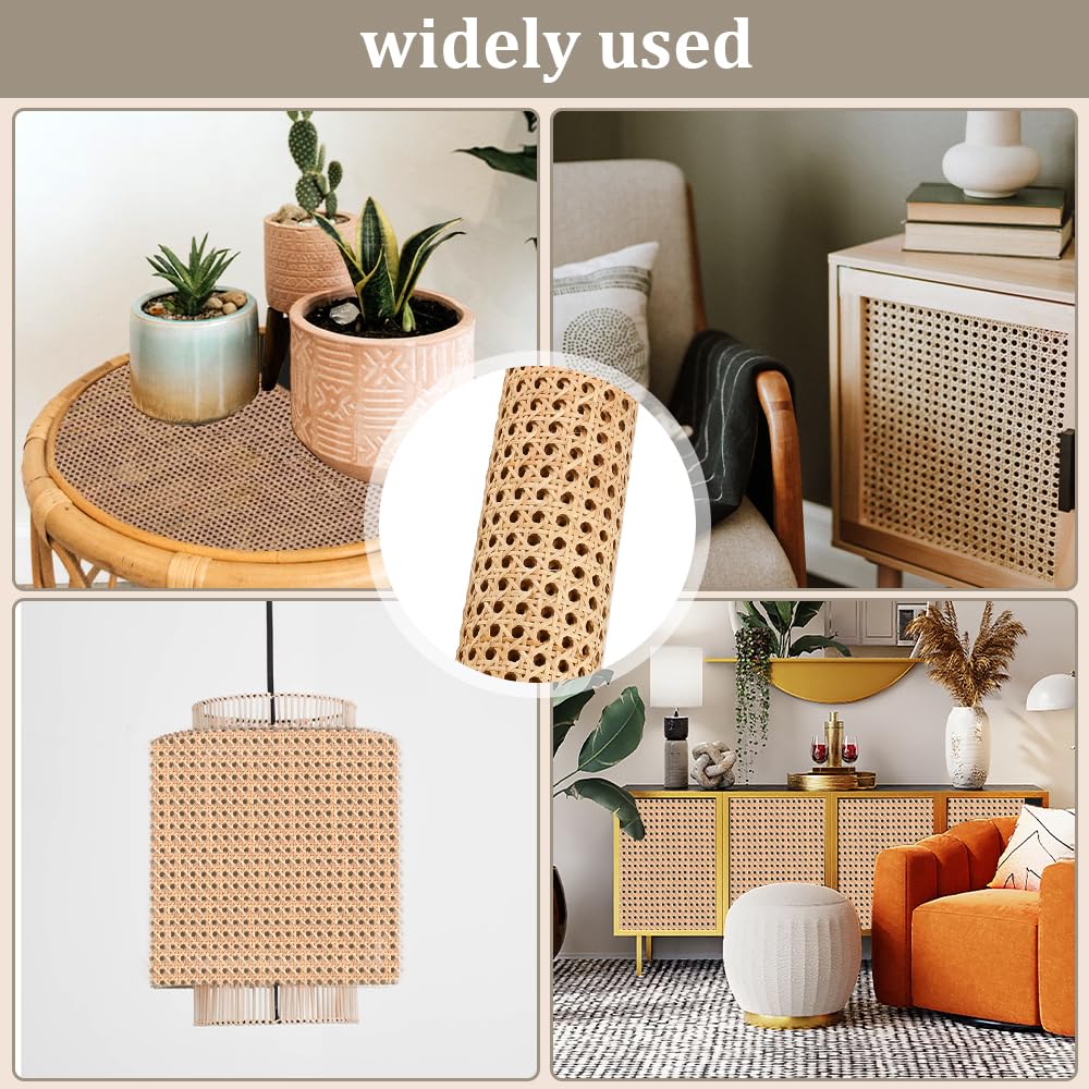 Kleemeiero Rattan Gurtband, 35 x 150cm Rattan Geflecht Natürliches Rattan-Gurt Cane Webbing Rattan Roll Rattan Geweberolle Gewebtes Offenes Rattan Wabengeflecht für DIY-Projekte Möbeldekoration