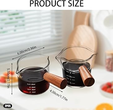 2 PCS Espresso Cups, Espresso Shot Glass, Coffee Measuring Glass for Home and Cafe Use, Durable Design with Precise Measurements