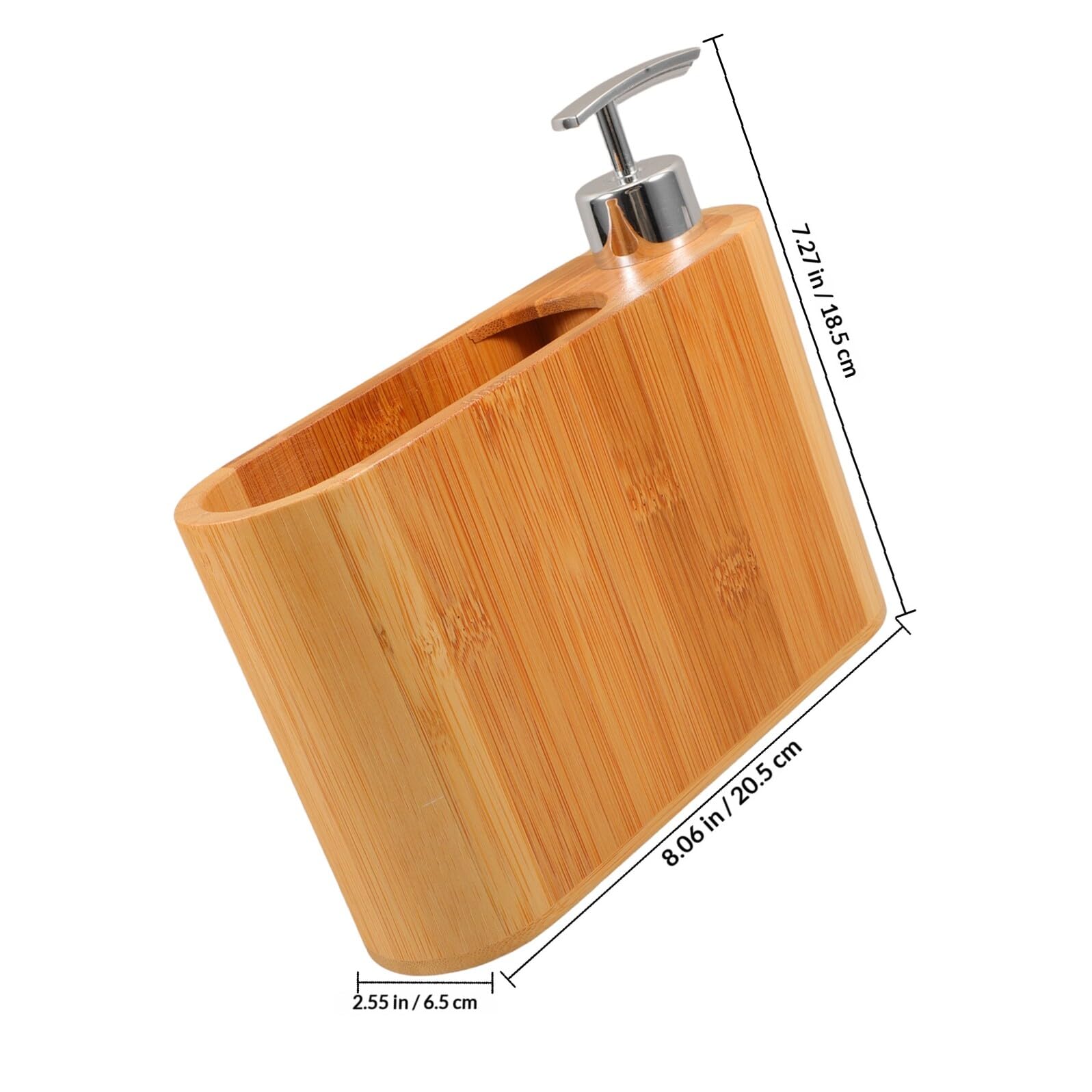 Gadpiparty Dispensador de Jabón Oval de Plástico y Madera Diseño Elegante para Uso en Baño y Hogar, Cómodo Agarre y Pieza Decorativa Portátil