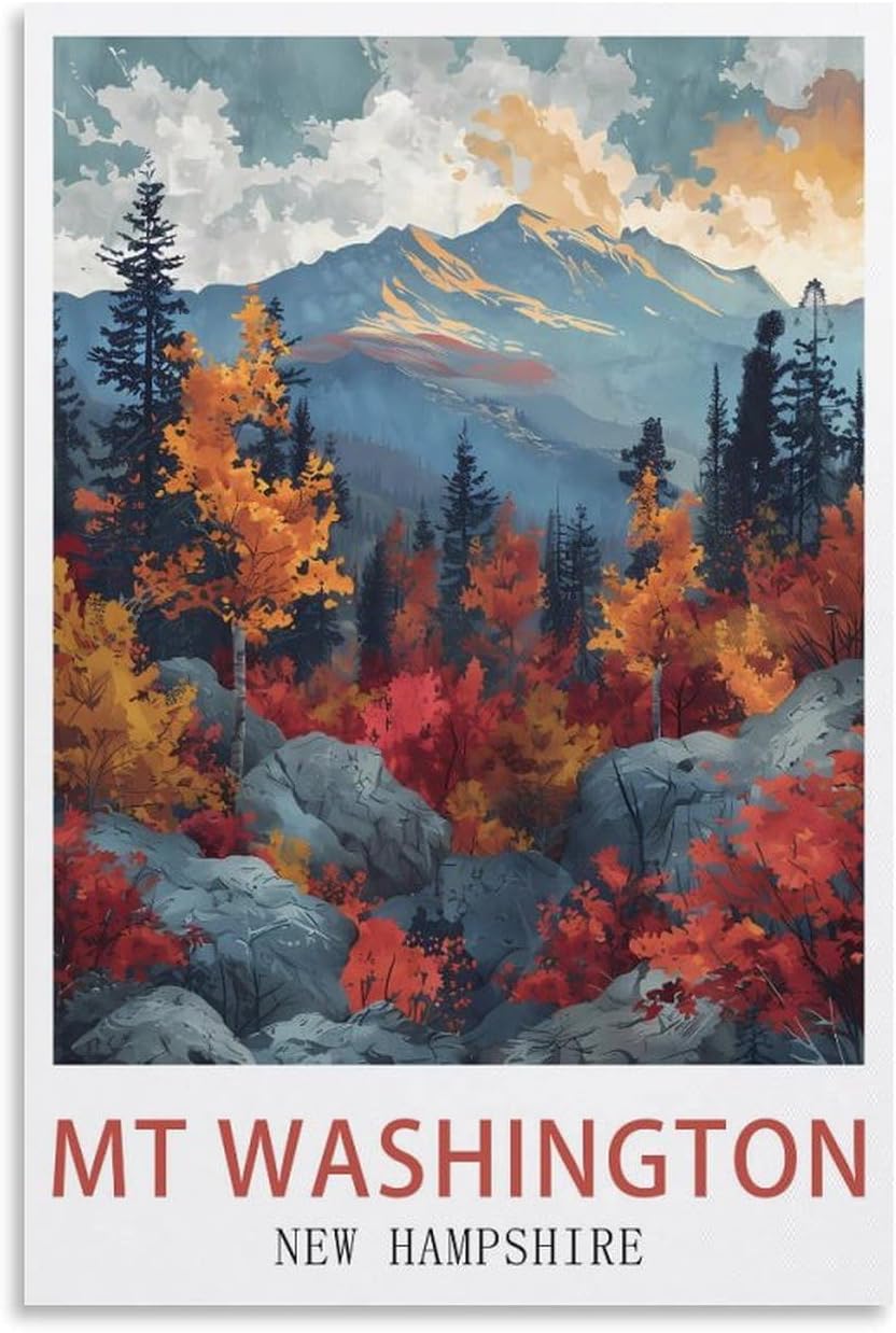 LNUYITR Mt Washington New Hampshire Vintage Travel Poster 12x18inch(30x45cm) Canvas Art Posters And Wall Art Picture Prints Modern Home Bedroom Decor Posters