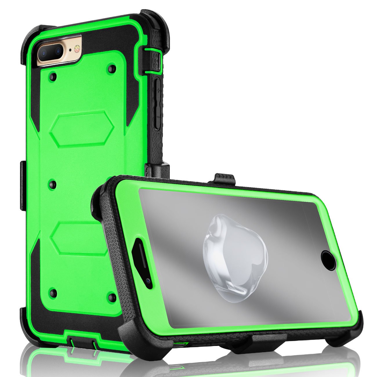 iPhone 7 Plus case, Samcore Full Body Protection Defender [With Built-in Screen Protector] Armor Case with Rugged Holster for iPhone 7 Plus 5.5" [GREEN]