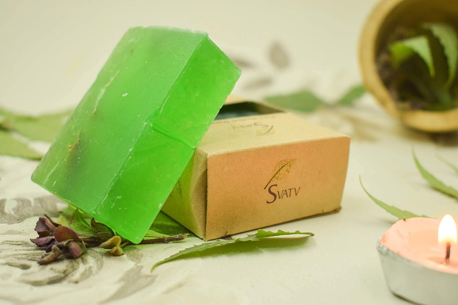 SVATV Soap Neem & Tulsi - Best Exfoliating Bar, Traditional Ayurvedic Herbal Soap For All Skin Type - 125 Grams x 2 Bars - Image 3