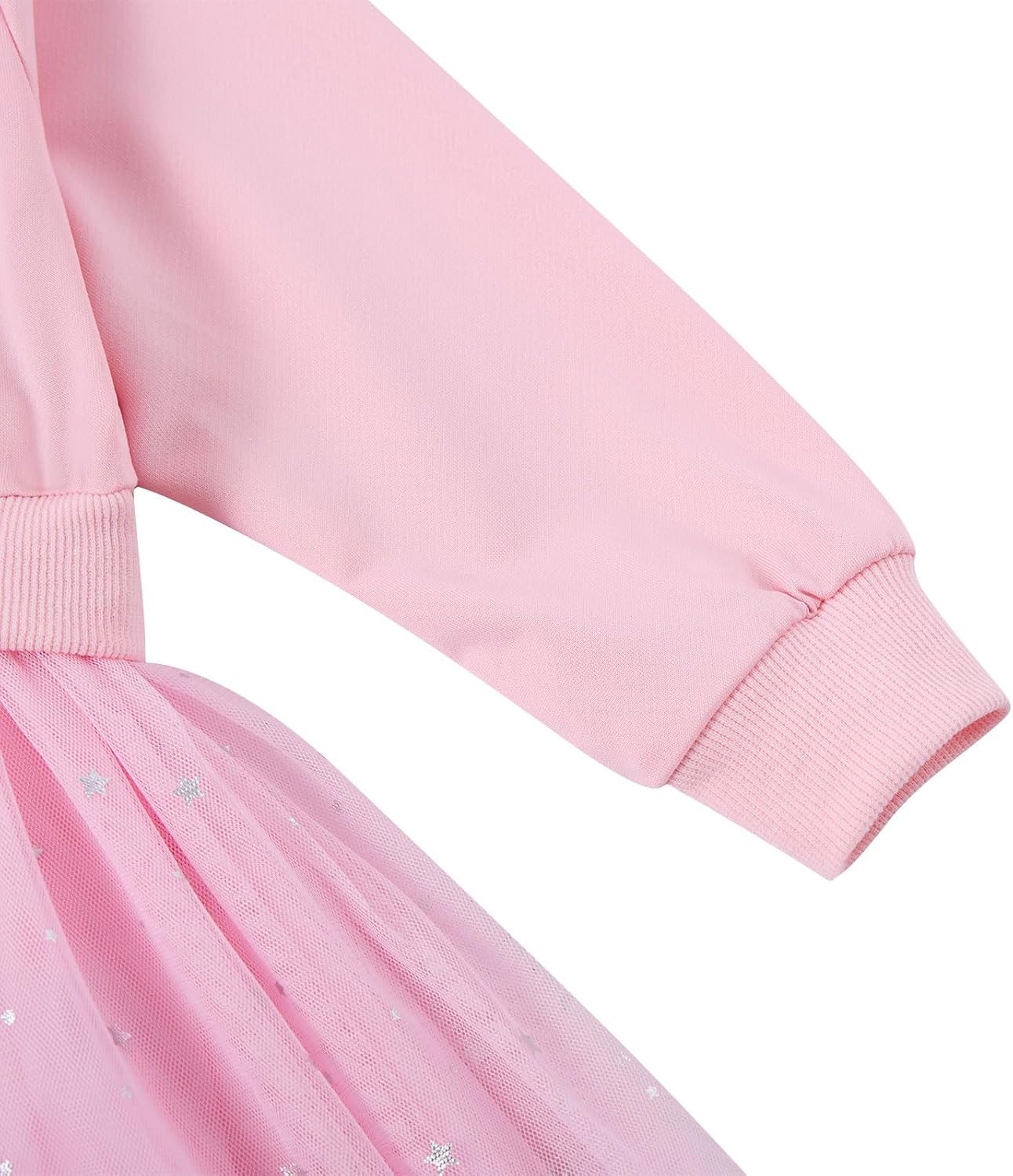 Girls Dresses Long Sleeve Sweat Party Dress with Sequin Tulle Skirt 3-7Y