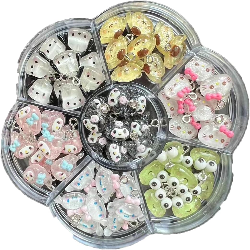 AJP 35PCS Mini Pendant Charms Colorful Cartoon Resin Charms Jewelry Making DIY Pendant Ornament Cute Kitty Shape Charms for DIY Craft Bracelet Necklace Earrings…