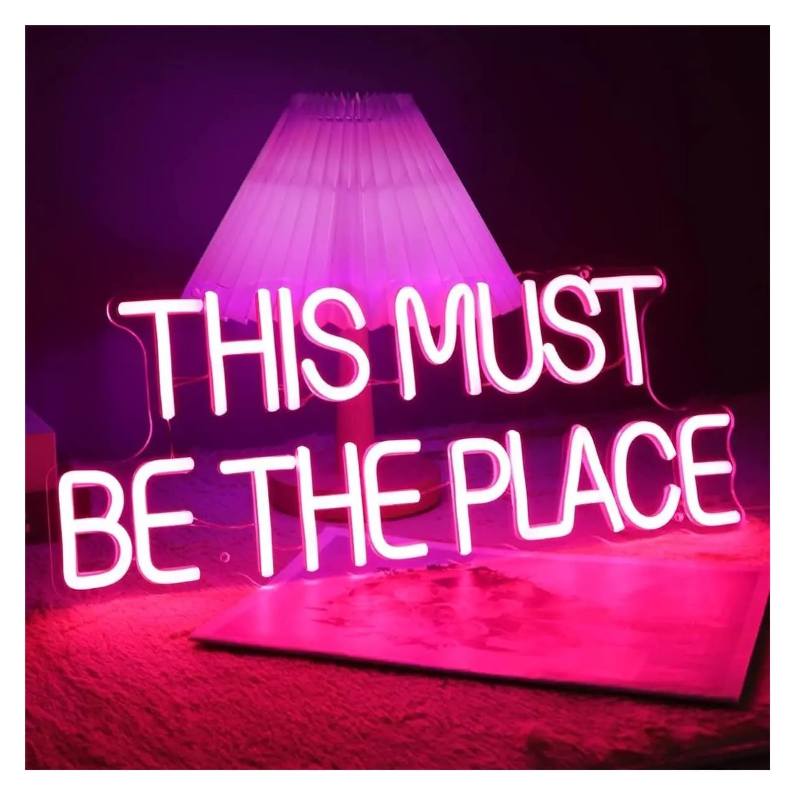 LEMST Sign Lamp This Must Be The Place Neon Sign USB Dimmable Light for Bedroom Dorm Office Game Room Cafe Store Decor 45cmx18cm(D)