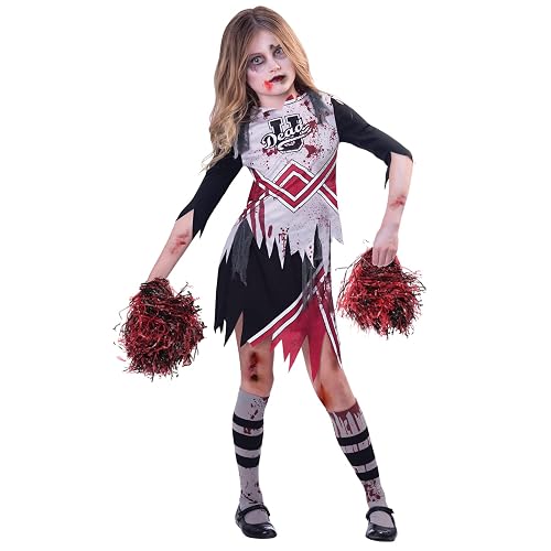 amscan 9902691 Disfraz de animadora zombi para niños, disfraz de Halloween para escuela secundaria (7-8 años)