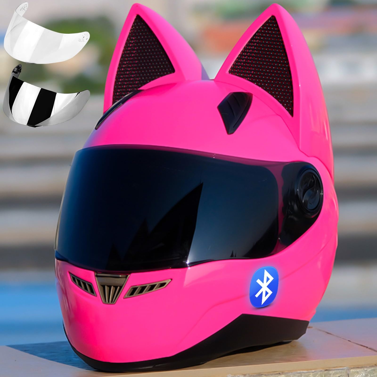 Amazon.co.jp: 猫耳バイクヘルメット、フルフェイスバイク
