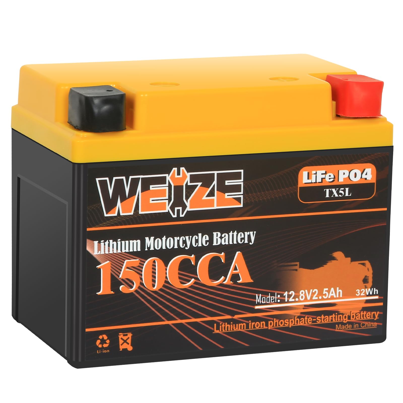 Buy Weize Lithium YTX5LBS Battery, Group 5, 150CCA Lithium LiFePO4