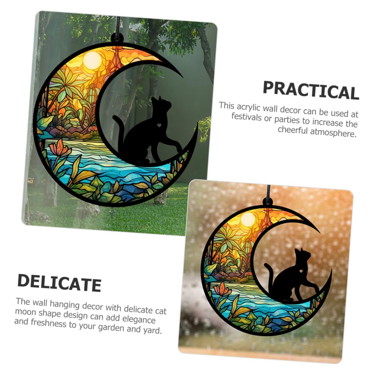 Amazon.co.jp: MARMERDO 2個 猫の月のクラフト 月の上の猫ペンダント