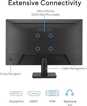 ASUS 24 1080P Computer Monitor (VA249QG) IPS, Full HD, 120Hz, 1ms, Adaptive-Sync, 99% sRGB, Speakers, HDMI, DisplayPort, VGA, Low Blue Light, Flicker-Free, VESA Mountable,