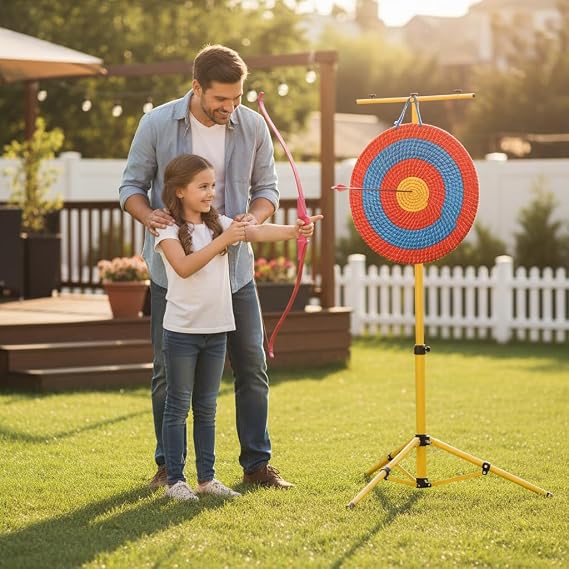 Archery Target Stand for Backyard Target Shooting Adjustable Foldable Adjustable Hanging Traditional EVA Straw Target Stand Multi Application Bracket Yellow Archery Stand