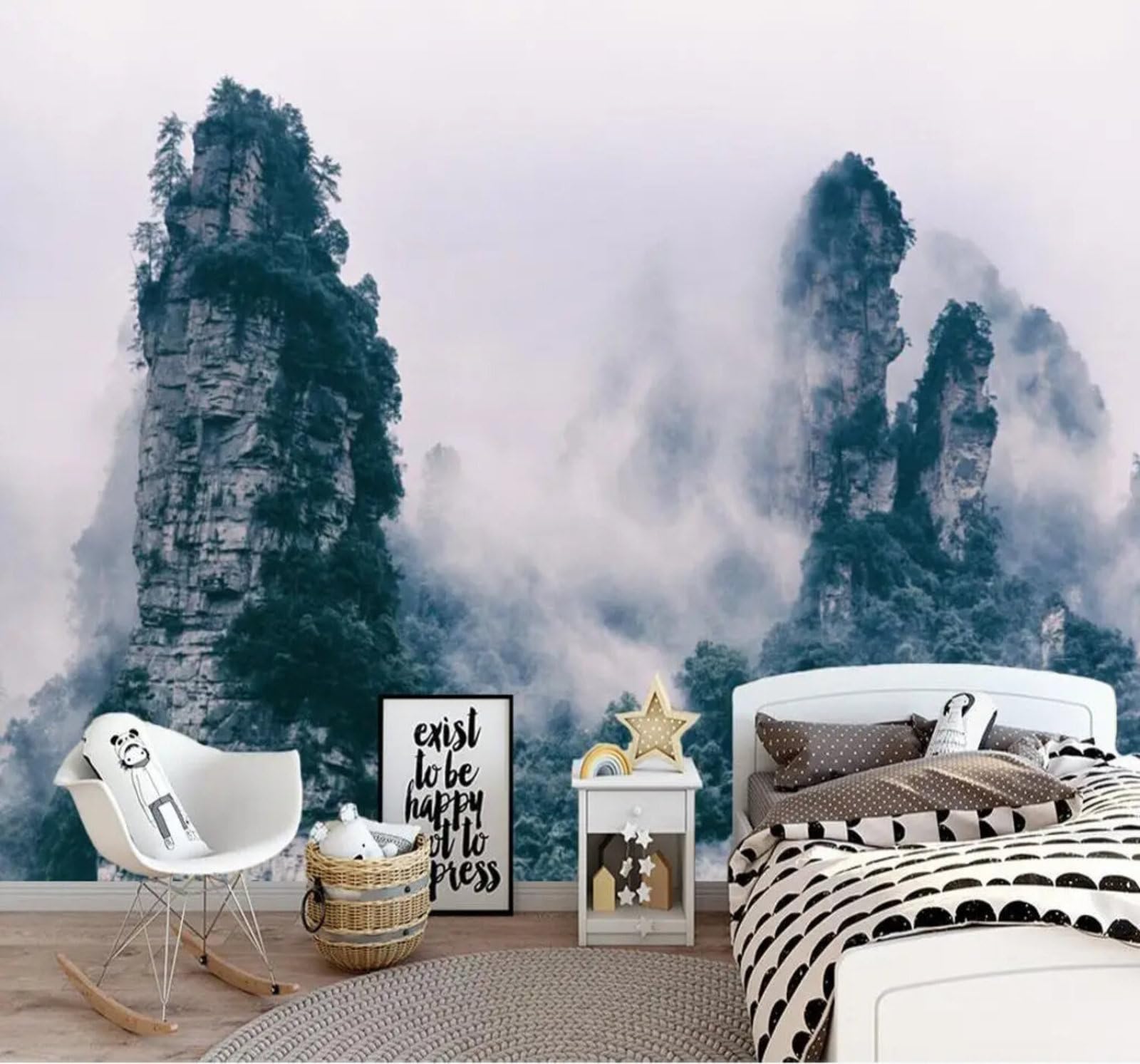 Xlming 250Cm×170Cm(B×H) Minimalist Three Dimensional Mountain Peaks Sea Of Clouds Landscape 3D Wallpaper Luxury Home Dining Decor Paste Sofa Living Room The Wall For Bedroom Mural-250Cm×170Cm